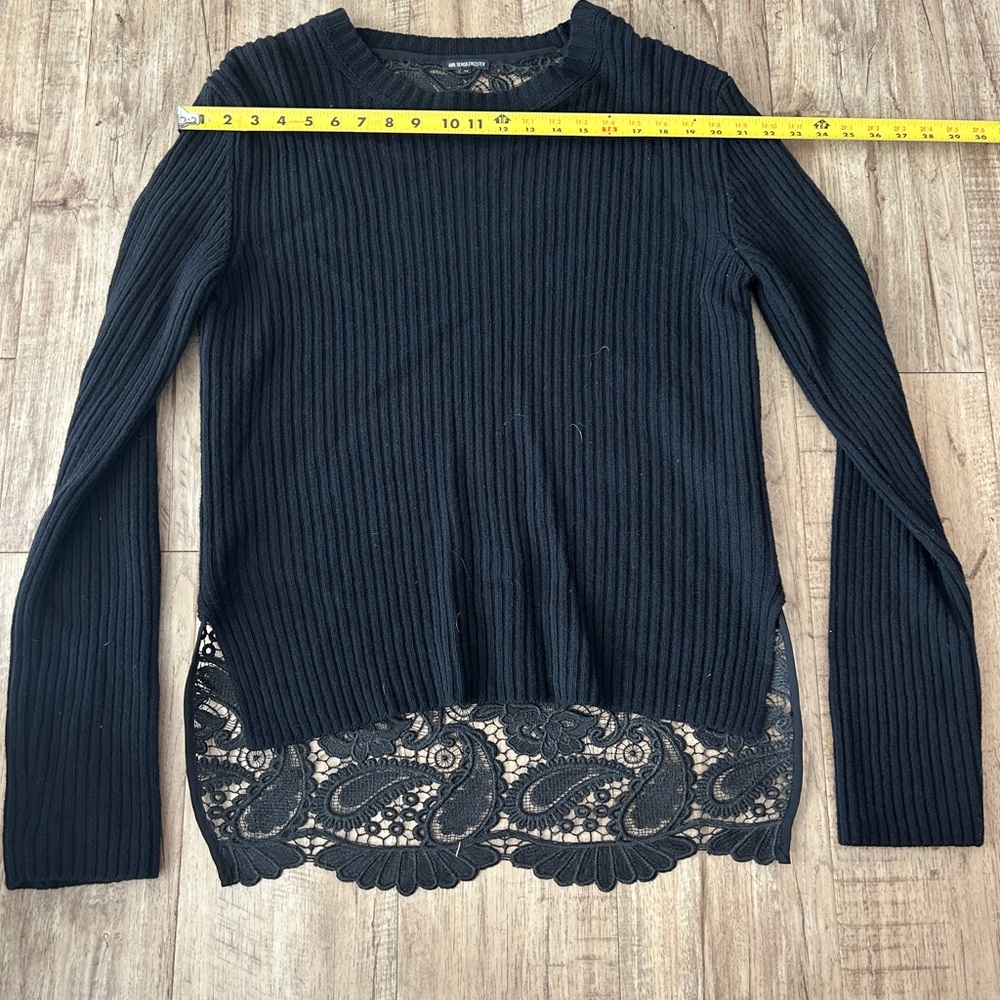 Ann Demeulemeester Black Ribbed Sweater with Lace Back - Picture 4 of 9